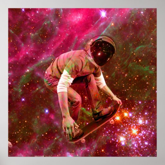 Astronaut Skateboarder Poster (Voorkant)