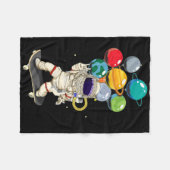 Astronaut Skateboarding Kids Lloon Planets Space S Fleece Deken (Voorkant (Horizontaal))