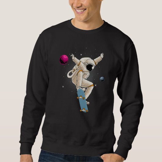 Astronaut Skateboarding Space Planets Moon Astrona Trui (Voorkant)