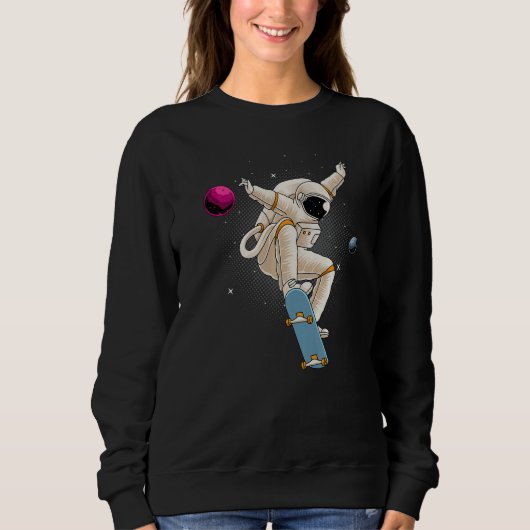 Astronaut Skateboarding Space Planets Moon Astrona Trui (Voorkant)