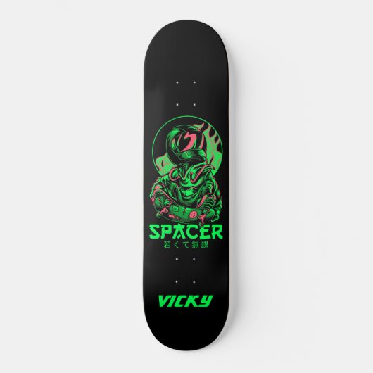 Astronaut Skater Illustration Persoonlijk Skateboard (Voorkant)