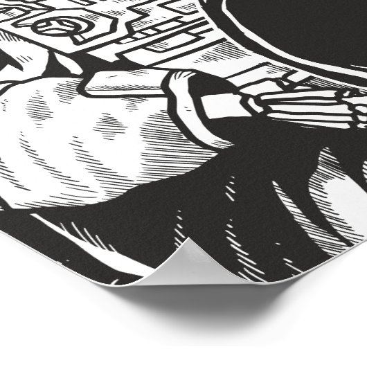 Astronaut Skeleton Spooky Skull Poster (Hoek)