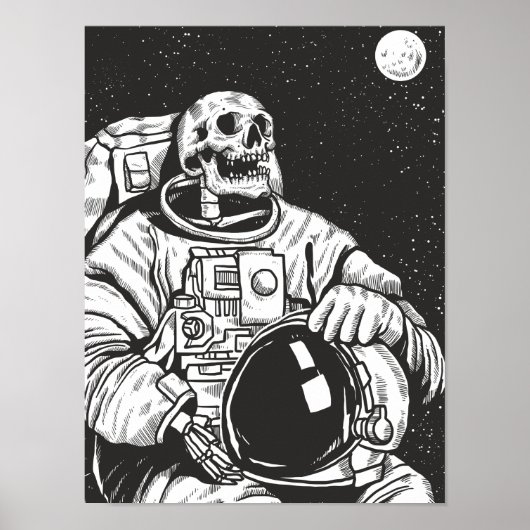 Astronaut Skeleton Spooky Skull Poster (Voorkant)