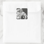 Astronaut Skeleton Spooky Skull Vierkante Sticker (Tas)