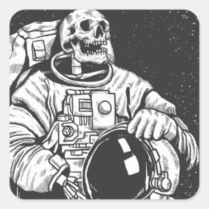 Astronaut Skeleton Spooky Skull Vierkante Sticker