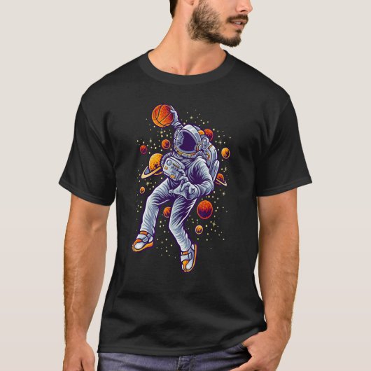 Astronaut Slam Dunk Basketball Space T-shirt (Voorkant)