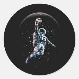Astronaut Slam Dunk Ruimte T-shirt Skelet Liefhebb Ronde Sticker