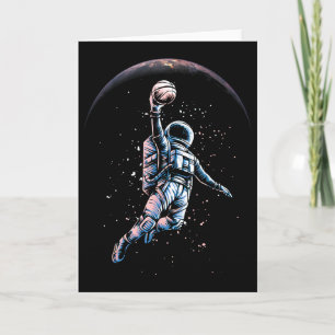 Astronaut Slam Dunk Space T-shirt Skelet Liefhebbe Kaart