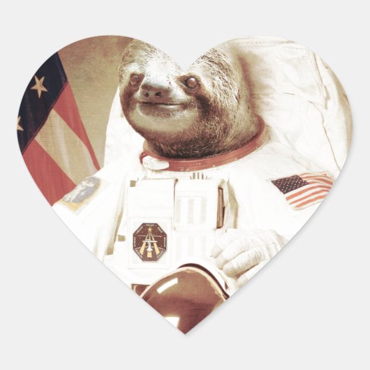 Astronaut Sloth Hart Sticker (Voorkant)