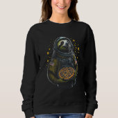 Astronaut Sloth Holding Pizza Funny Foodie Animal Trui (Voorkant)