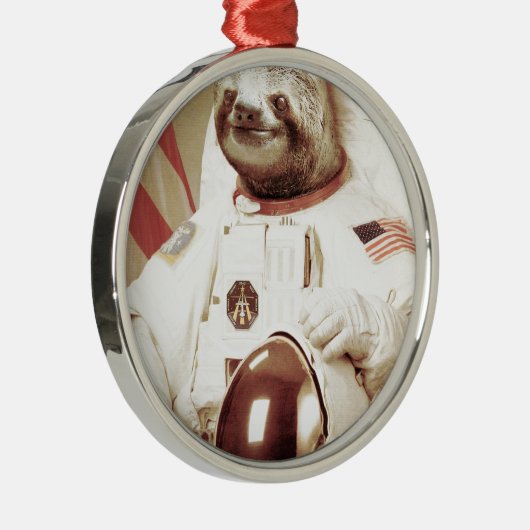 Astronaut Sloth Metalen Ornament (Rechts)