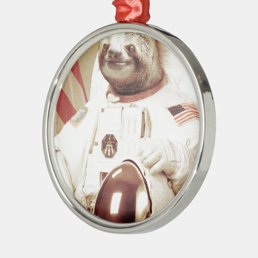 Astronaut Sloth Metalen Ornament (Links)