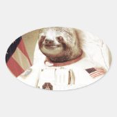 Astronaut Sloth Ovale Sticker (Voorkant)