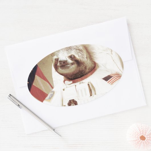 Astronaut Sloth Ovale Sticker (Envelop)