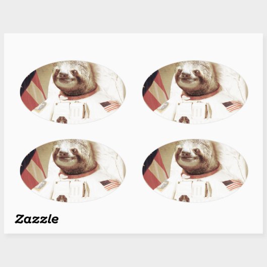 Astronaut Sloth Ovale Sticker (Vel)