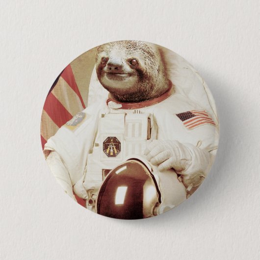 Astronaut Sloth Ronde Button 5,7 Cm (Voorkant)