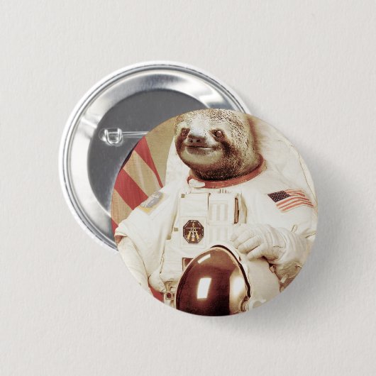 Astronaut Sloth Ronde Button 5,7 Cm (Voorkant /achterkant)