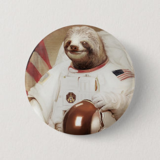 astronaut sloth ronde button 5,7 cm
