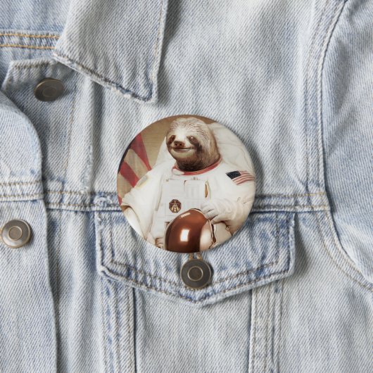 Astronaut Sloth Round Button (In situ)