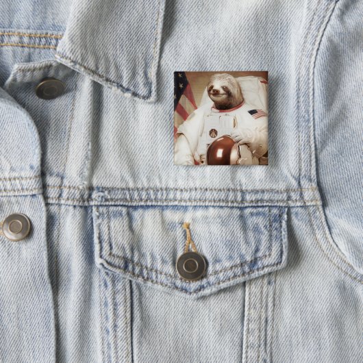 Astronaut Sloth Vierkante Button 5,1 Cm (In situ)