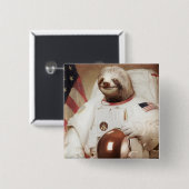 Astronaut Sloth Vierkante Button 5,1 Cm (Voorkant /achterkant)