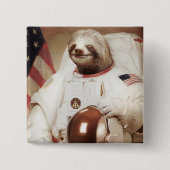 Astronaut Sloth Vierkante Button 5,1 Cm (Voorkant)