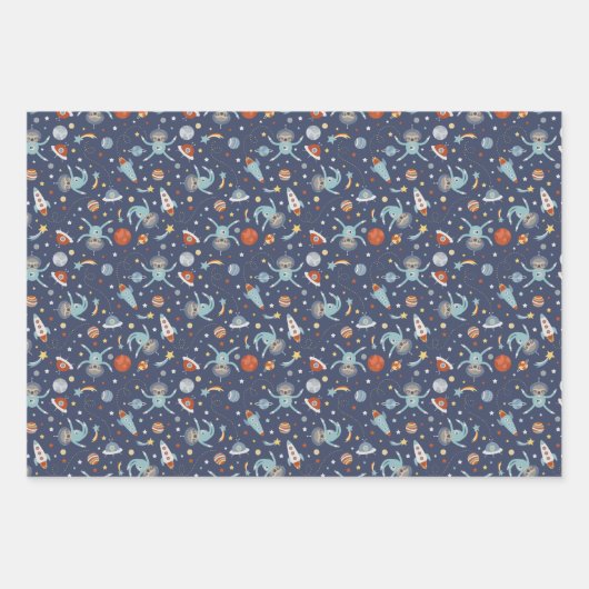 Astronaut Sloths Pattern Inpakpapier Vel (Voorkant)
