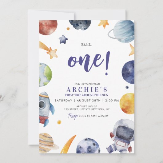 Astronaut Space 1e reis rond de verjaardag van de  Kaart (Voorkant)