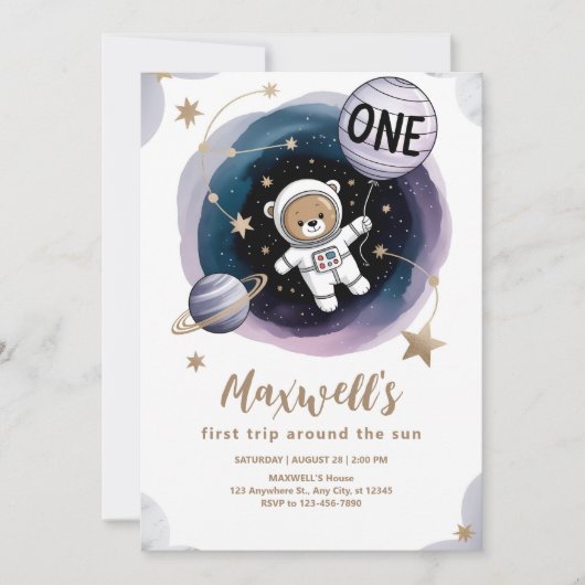 Astronaut Space 1e verjaardag Kaart (Voorkant)