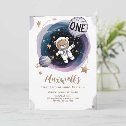 Astronaut Space 1e verjaardag Kaart (Staand voorkant)