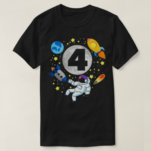 Astronaut  Space  4th Bday  4 Years Old Bday Boy  T-shirt (Design voorkant)