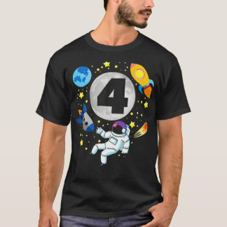 Astronaut  Space  4th Bday  4 Years Old Bday Boy  T-shirt