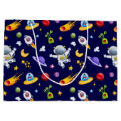 Astronaut Space Aliens Gift Bag Groot Cadeauzakje (Achterkant)
