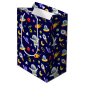Astronaut Space Aliens Gift Bag Medium Cadeauzakje (Achterkant Gekanteld)