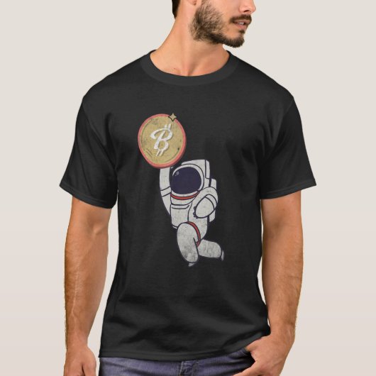 Astronaut Space B Bitcoin Crypto Art T-shirt (Voorkant)