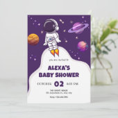 Astronaut space baby shower kaart (Staand voorkant)