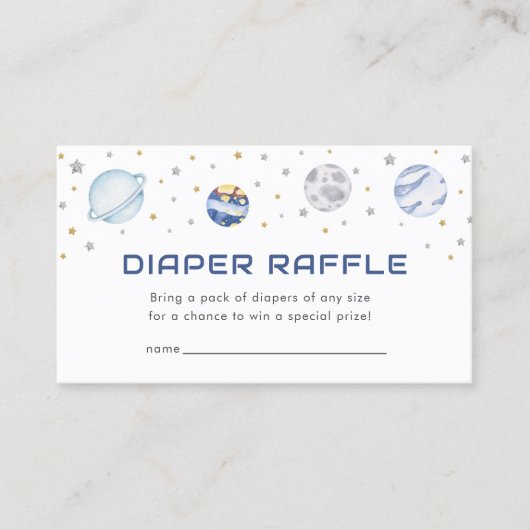 Astronaut Space Baby shower Luier Raffle Kaart Visitekaartje (Voorkant)