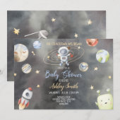 Astronaut Space Baby shower Uitnodiging (Voorkant / Achterkant)