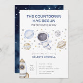 Astronaut Space Baby shower Uitnodiging (Voorkant / Achterkant)