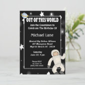 Astronaut Space Birthday Invitation Kaart (Staand voorkant)