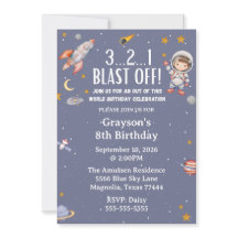 Astronaut Space Birthday Invitation
