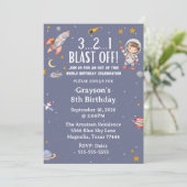 Astronaut Space Birthday Invitation Kaart (Staand voorkant)