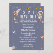 Astronaut Space Birthday Invitation Kaart (Voorkant / Achterkant)