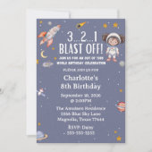 Astronaut Space Birthday Invitation Kaart (Voorkant)