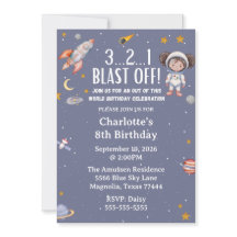 Astronaut Space Birthday Invitation