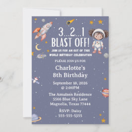 Astronaut Space Birthday Invitation Kaart