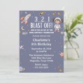 Astronaut Space Birthday Invitation Kaart (Staand voorkant)