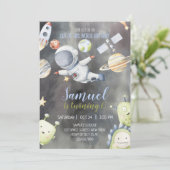 Astronaut Space Birthday Invitation Kaart (Staand voorkant)