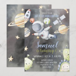 Astronaut Space Birthday Invitation Kaart