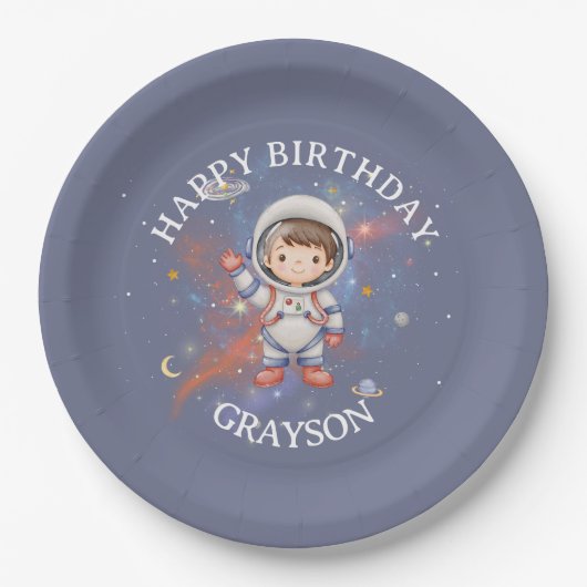Astronaut Space Birthday Paper Bord (Voorkant)